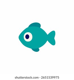 Cartoon teal fish with a single eye
