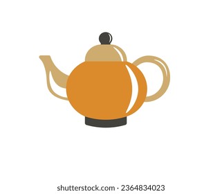 Cartoon teapot on a white background. Vector illustration	