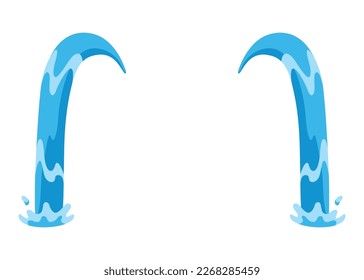 Cartoon Träne fällt Symbol. Traurige Weinen, Tränenblob. Weinflüssigkeit, fallende blaue Wassertropfen. Einziger Vektorgrafik für traurigen Charakter weinenden Ausdruck. Nassfresser