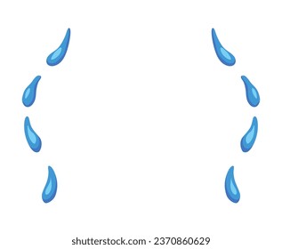 Cartoon tear drops icon. Sorrow cry streams, tear blob. Crying fluid, falling blue water drops. Isolated vector for sorrowful character weeping expression. Wet grief droplets