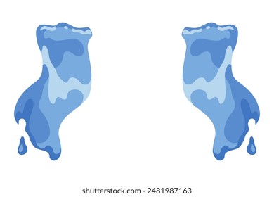 Cartoon tear drops icon. Sorrow cry streams, tear blob. Crying fluid, falling blue water drops. Isolated vector for sorrowful character weeping expression. Wet grief droplets