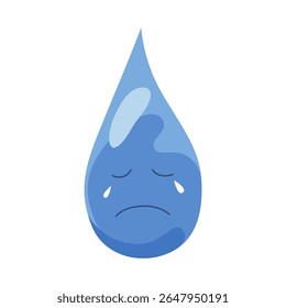 Ícone de lágrimas em desenhos animados. Correntes de gritos de tristeza, manchas de lágrimas. Líquido chorando, água azul caindo cai. Vetor isolado para expressão de choro de caractere doloroso. Gotículas de luto úmido