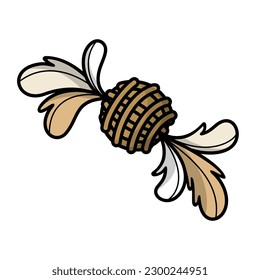 Caricatura burlándose de las plumas. Juguetes para gatos interiores, entrenamiento interactivo para gatos. Accesorios para tienda de mascotas. Jugando bienes para animales domésticos. Ilustración aislada del vector.
