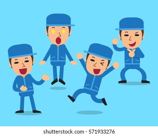 Cartoon technician character poses