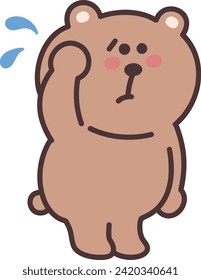 Cartoon Teddybär entschuldigt sich für etwas. Vektorgrafik einzeln auf transparentem Hintergrund.