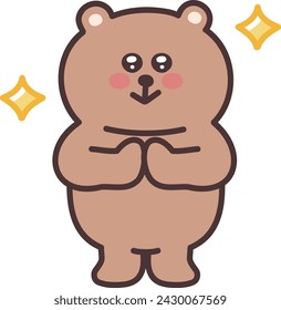 Cartoon teddy bear being Impressed. Vector illustration isolated on a transparent background.