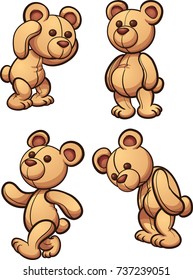 Cartoon teddy bear in different posses. Vector clip art illustration with simple gradients. 