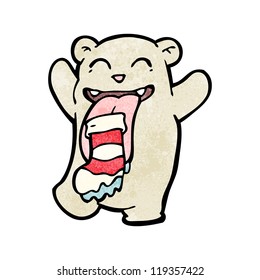 cartoon teddy bear eating sock