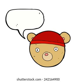 cartoon teddy bear face with speech bubble