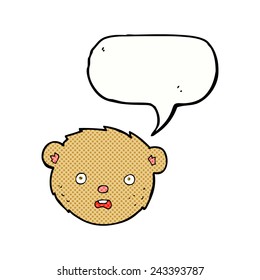 cartoon teddy bear face with speech bubble