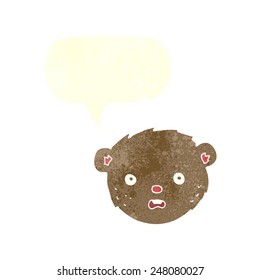 cartoon teddy bear face with speech bubble