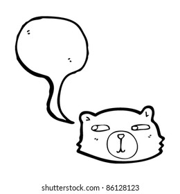 caricatura de teddy de cara con burbuja de habla