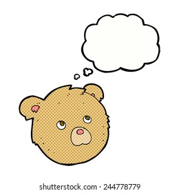 cartoon teddy bear face with thought bubble