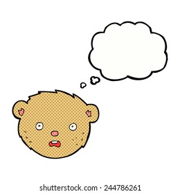 cartoon teddy bear face with thought bubble