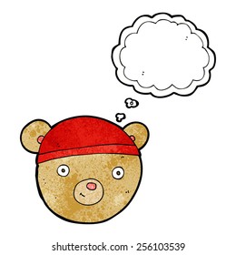 cartoon teddy bear face with thought bubble