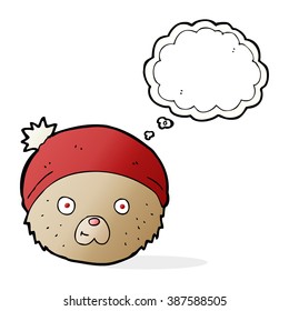 Teddybär-Cartoon-Gesicht mit Gedankenblase