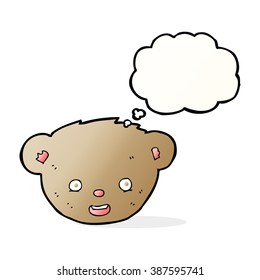 cartoon teddy bear face with thought bubble