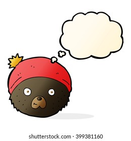 cartoon teddy bear face with thought bubble
