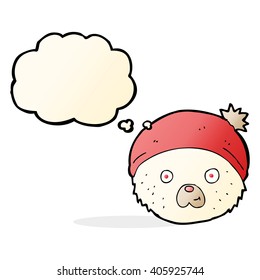cartoon teddy bear face with thought bubble