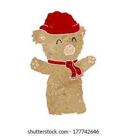caricatura de osito de peluche con sombrero y bufanda
