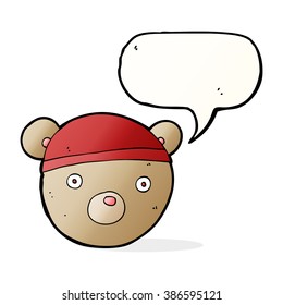 cartoon teddy bear hat with speech bubble