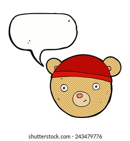 cartoon teddy bear head with speech bubble