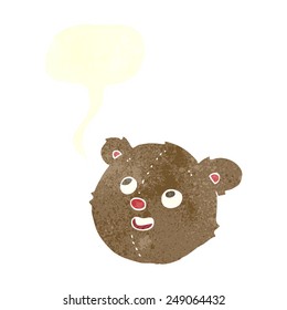 cartoon teddy bear head with speech bubble