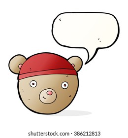 cartoon teddy bear head with speech bubble