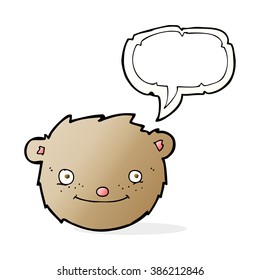 caricatura de teddy con la cabeza con burbuja de habla