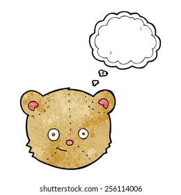 caricatura de teddy con la cabeza con burbuja de pensamiento