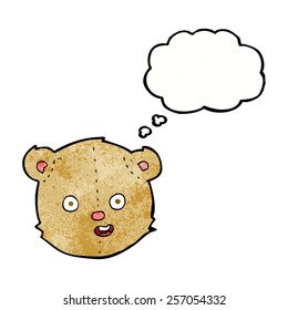 caricatura de teddy con la cabeza con burbuja de pensamiento