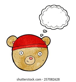 caricatura de teddy con la cabeza con burbuja de pensamiento