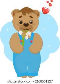 Cartoon Teddy Bear in love
