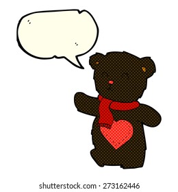 cartoon teddy bear with love heart with speech bubble