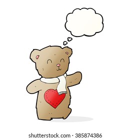 cartoon teddy bear with love heart with thought bubble