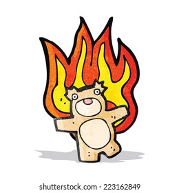 cartoon teddy bear on fire