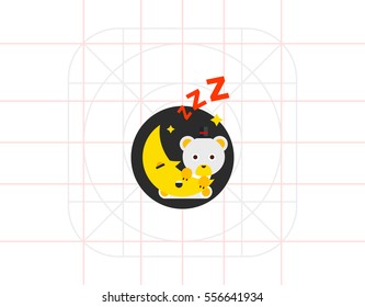 Cartoon Teddy Bear on Moon Icon