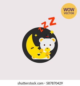 Cartoon Teddy Bear on Moon Icon