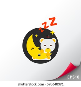 Cartoon Teddy Bear on Moon Icon