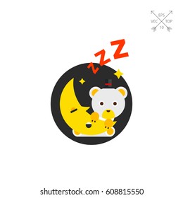 Cartoon Teddy Bear on Moon Icon