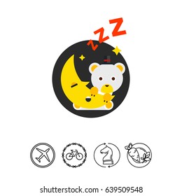 Cartoon Teddy Bear on Moon Icon