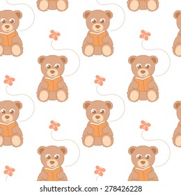 cartoon teddy bear seamless background 
