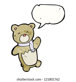 el oso de peluche de caricatura con burbuja de habla