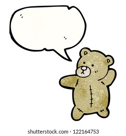 el oso de peluche de caricatura con burbuja de habla