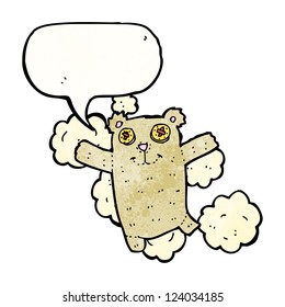 el oso de peluche de caricatura con burbuja de habla