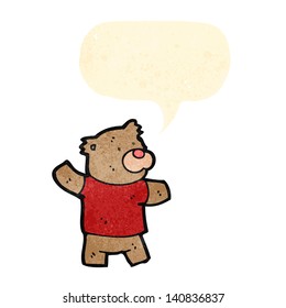 el oso de peluche de caricatura con burbuja de habla
