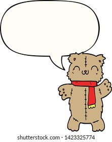cartoon teddy bear with speech bubble