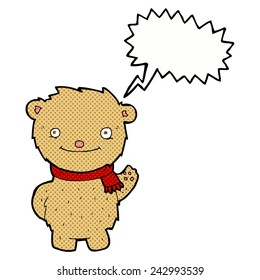 el oso de peluche de caricatura con burbuja de habla