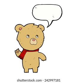 el oso de peluche de caricatura con burbuja de habla