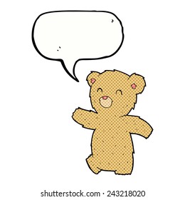el oso de peluche de caricatura con burbuja de habla